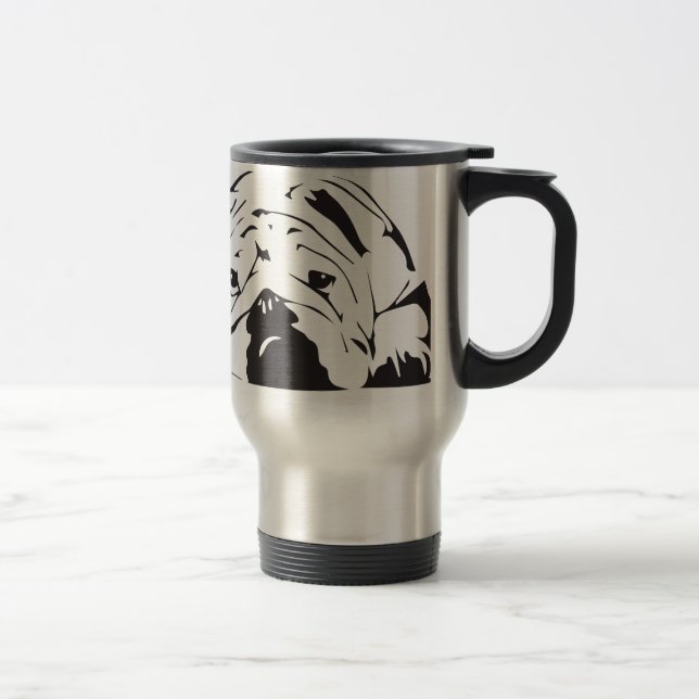 British Bulldog Stencil Travel Mug (Right)