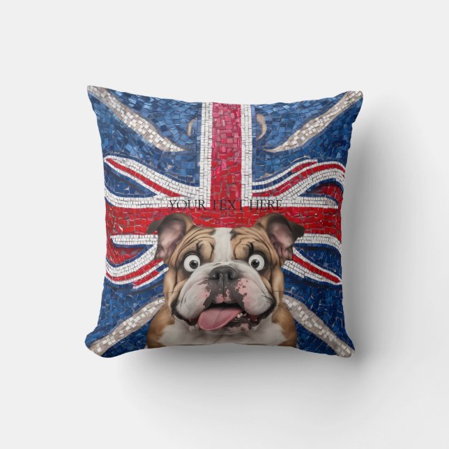 British Bulldog with Union Flag as Background Cushion (Front)