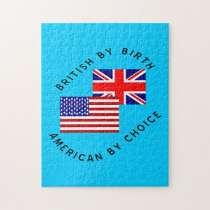 British by Birth American by Choice Black Text Jigsaw Puzzle