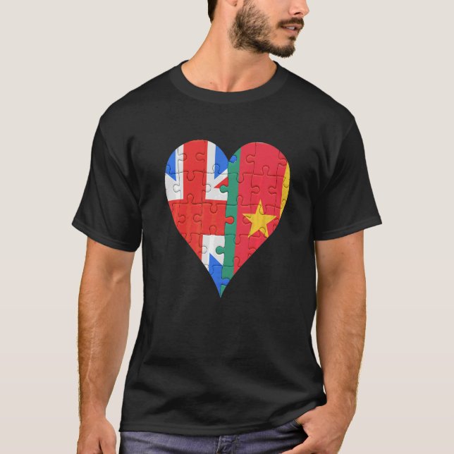 British Cameroonian Flag Heart T-Shirt (Front)