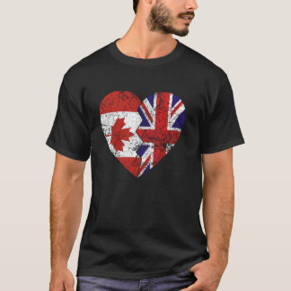 British Canadian Flags Heart Canada United Kingdom T-Shirt