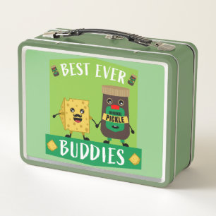 British Cheddar Cheese And Pickle lovers Metal Lun Metal Lunch Box