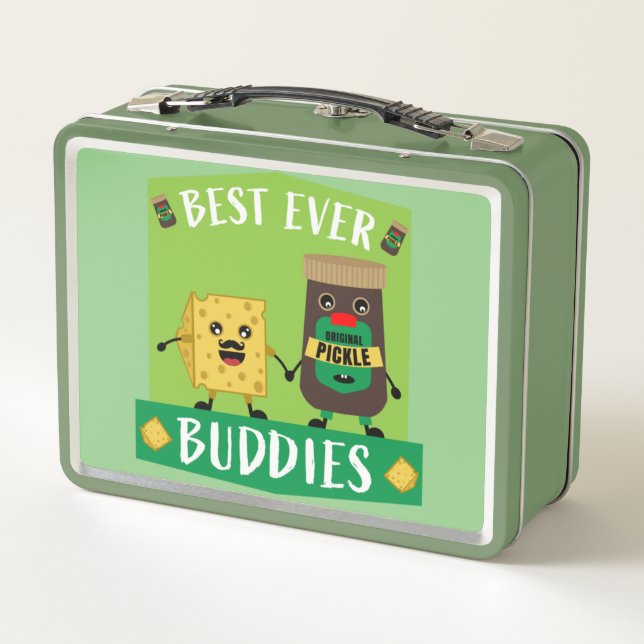 British Cheddar Cheese And Pickle lovers Metal Lun Metal Lunch Box (Back)