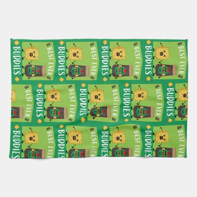 British Cheddar Cheese And Pickle lovers  Tea Towel (Horizontal)