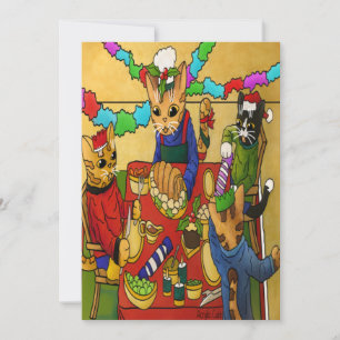 British Christmas Dinner Cats Card