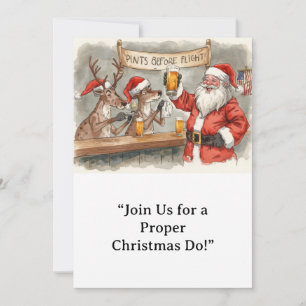 British Christmas Party Reindeer Bartender Invitation