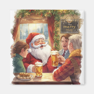 British Christmas Party Santa in the Pub Magnet
