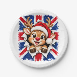 British Christmas Reindeer Paper Plate