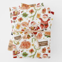 British Christmas Wrapping Paper Santa Claus
