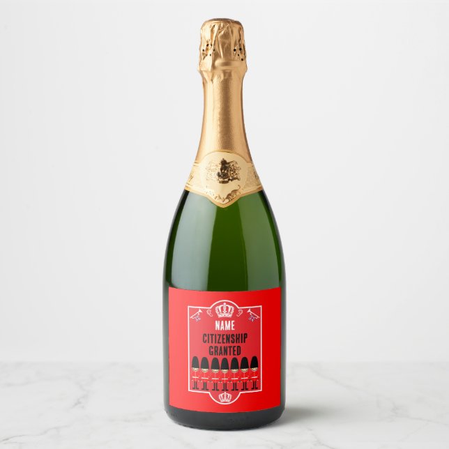 British Citizenship Gifts Sparkling Wine Label (Front)