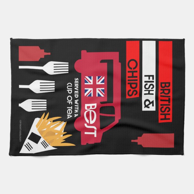 British Classic Fish And Chips     Tea Towel (Horizontal)