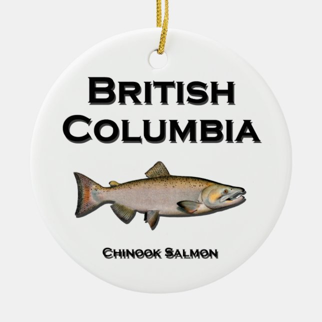British Columbia - BC Chinook Salmon Ceramic Tree Decoration (Front)