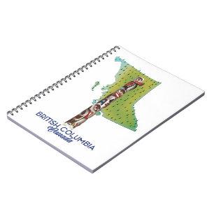 British Columbia Canada map poster. Notebook