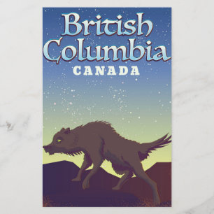 British Columbia Canada Wild Wolf poster Stationery