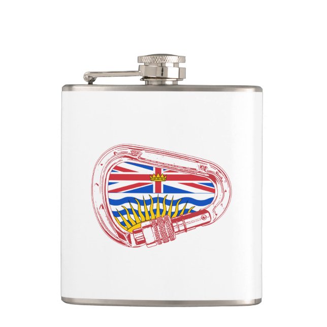 British Columbia Flag Climbing Carabiner Hip Flask (Front)