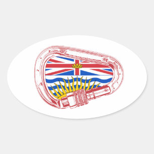 British Columbia Flag Climbing Carabiner Oval Sticker