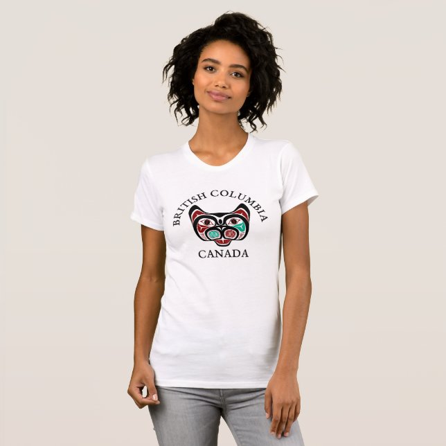 British Columbia Red White Black Green Haida Kitty T-Shirt (Front Full)
