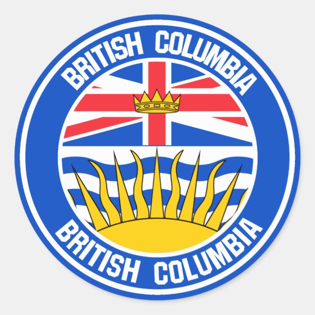 British Columbia Round Emblem Classic Round Sticker (Front)
