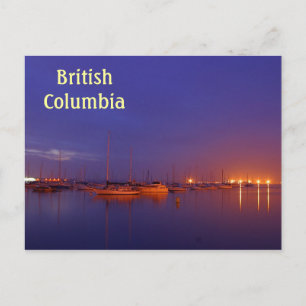 British Columbia sailboats in marina at dusk Postcard