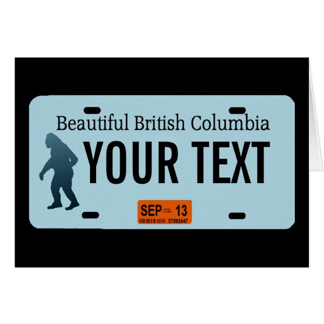 British Columbia Sasquatch License Plate (Front Horizontal)