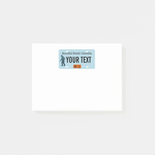 British Columbia Sasquatch License Plate Post-it Notes (Front)