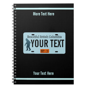 British Columbia Sasquatch License Plate Spiral Notebook