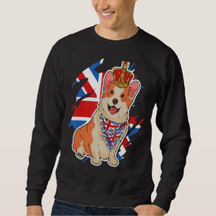 British Corgi Dog Crown Union Jack Queens Platinum Sweatshirt