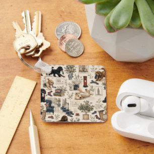 British Cottagecore Dog Key Ring