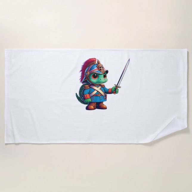 British Dragoon Defender Halloween's Regal Reptile Beach Towel (Front)