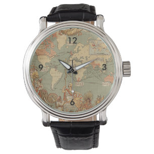 British Empire Vintage Victorian World Map Watch