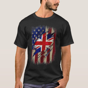 British English American Flag British Roots Family T-Shirt