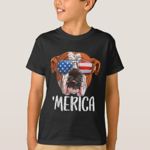 British English Bulldog Dog 4th Of July American F T-Shirt