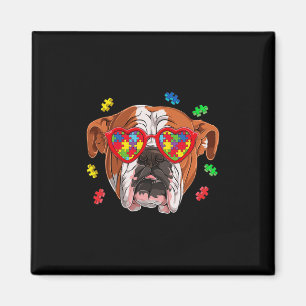 British English Bulldog Dog Puzzle Gles Awareness Magnet