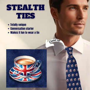 British Flag Aesthetic Patriotic Teacup Stealth Tie