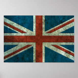 British Flag Aged Steel Effect Poster