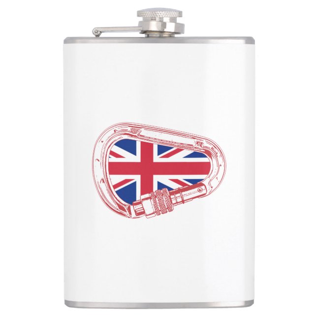 British Flag Climbing Carabiner Hip Flask (Front)
