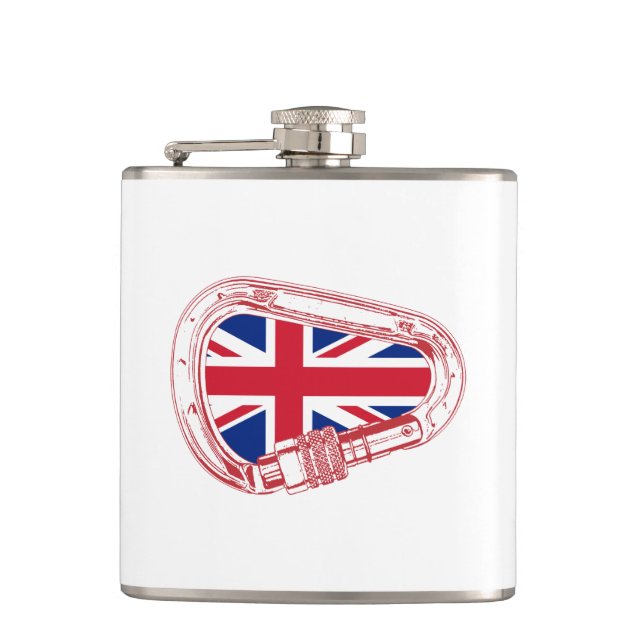 British Flag Climbing Carabiner Hip Flask (Front)