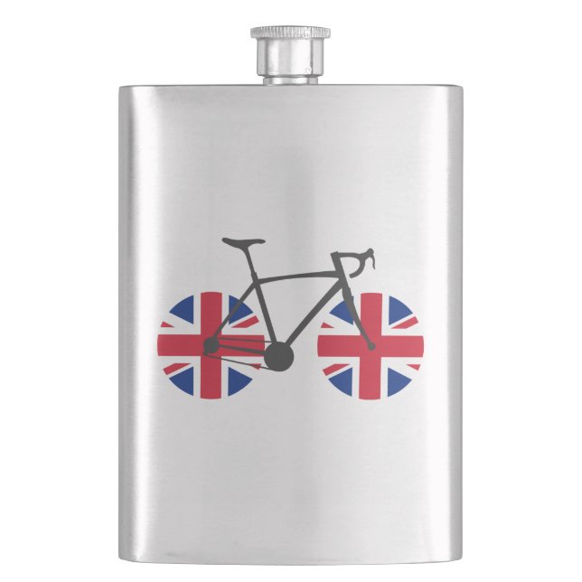 British Flag Cycling Hip Flask (Front)