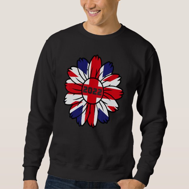 British Flag England Uk Britain Union Jack Sun Flo Sweatshirt (Front)