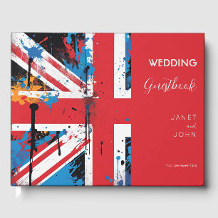 British Flag Graffiti Wedding  Guest Book