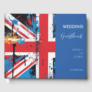 British Flag Graffiti Wedding  Guest Book