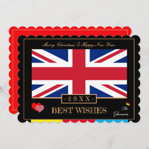British Flag & Happy New Year/Best Wishes Card UK