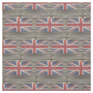 British Flag Old Wood Fabric