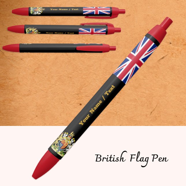 British Flag Pen, United Kingdom / Union Jack flag Black Ink Pen (Creator Uploaded)