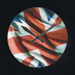 British Flag Pop Art Round Clock<br><div class="desc">Flag of England / United Kingdom - UK Flags - English Flag - Saint George Flag Pop Art Style Digital Artwork</div>