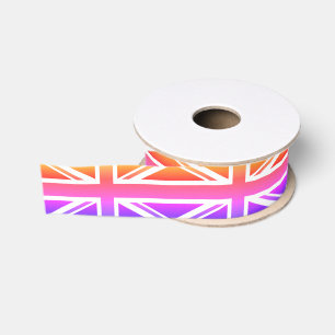 British Flag rainbow Ribbon, United Kingdom Grosgrain Ribbon