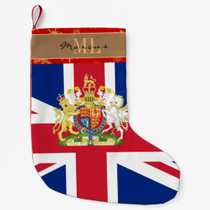British Flag stocking, UK, monogram, Union Jack Small Christmas Stocking