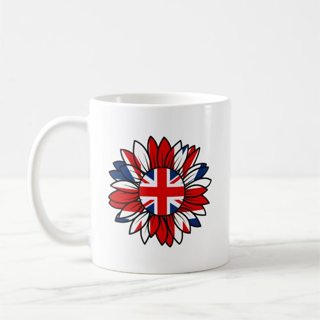 British Flag Sunflower Design Coffee Mug (Left)