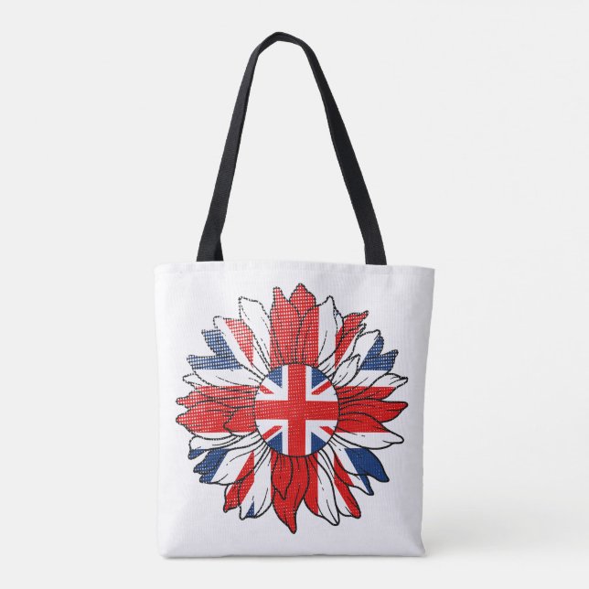 British Flag Sunflower Distressed Design Women's Tote Bag (Back)