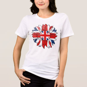 British Flag Sunflower Distressed Design Women's Tri-Blend Shirt
